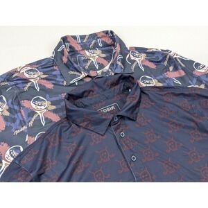 Sosik Performance Golf Shirt Mens LG Lot 2 Polo Skull Ball Tee AOP Stretch